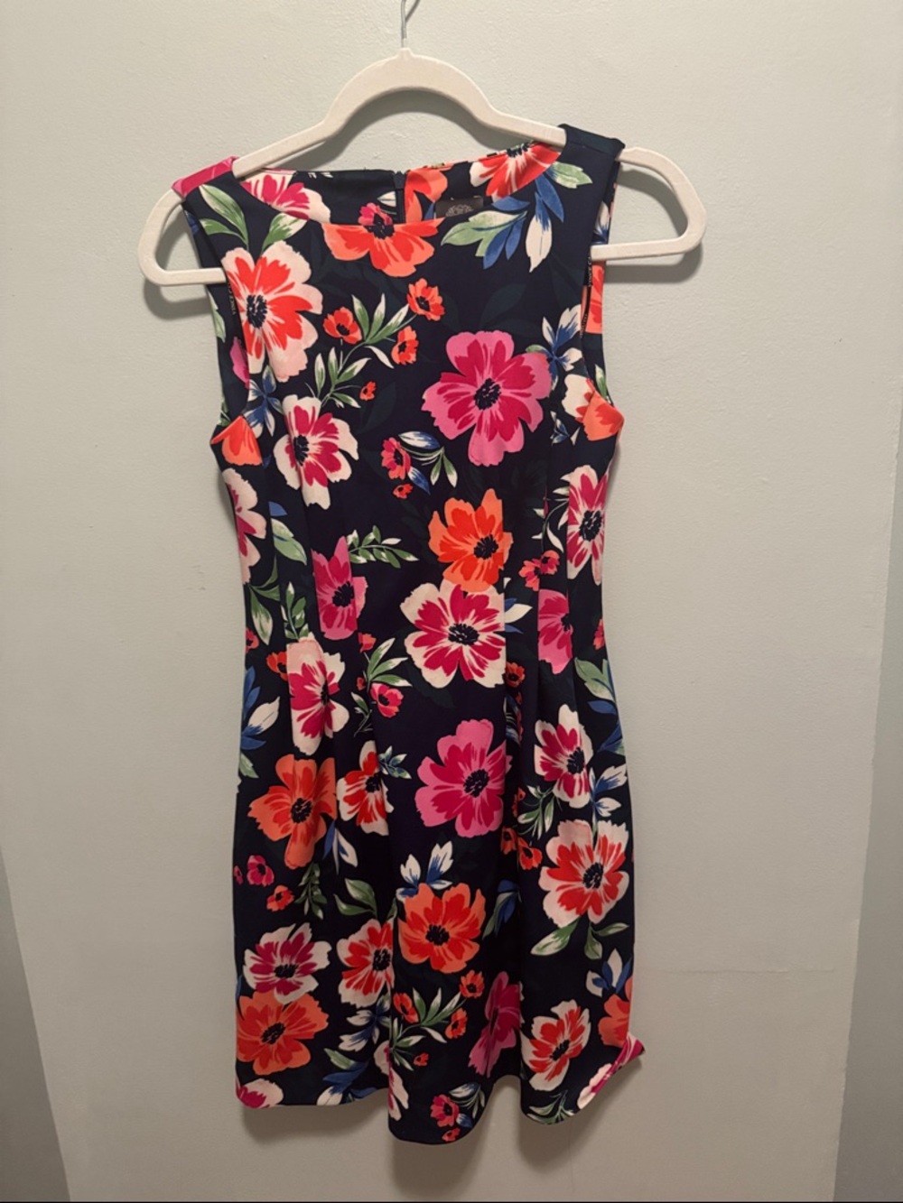 Vince Camuto Navy Mini Dress with Pink & Orange Floral Print